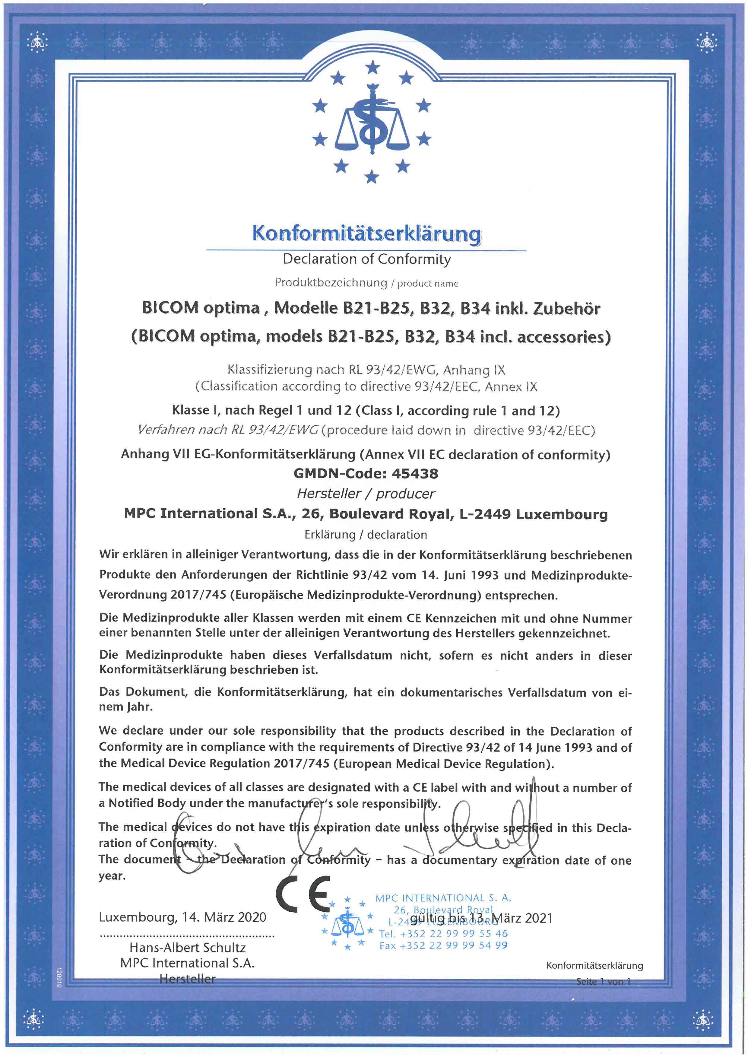 Certifikát 2 - BICOM optima mobil